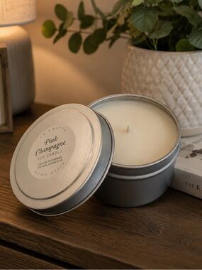 Tea Xotics Pink Champagne Soy Candle | Luxury Hand-Poured Tin Candle